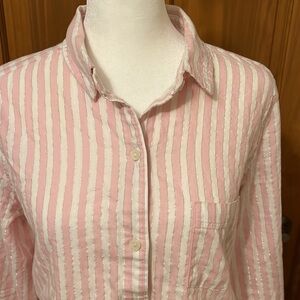 Price Firm: Rare Victoria’s Secret Button Down Pink Top Size S/P silver shimmer